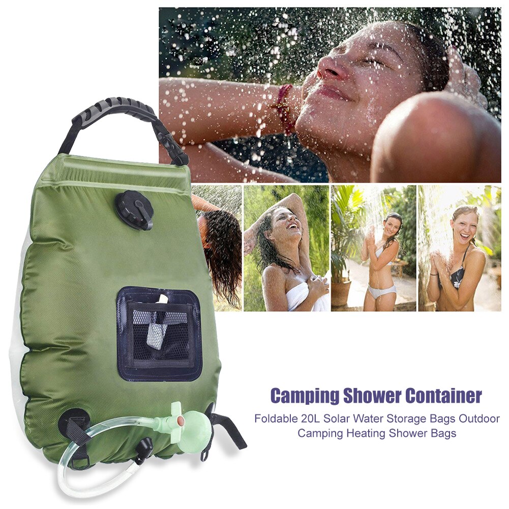 Ducha portátil de 20L que absorbe el calor del sol Bolsas de almacenamiento de agua Camping al aire libre Senderismo Ducha con calefacción Bolsas de baño Bolsas de ducha con calefacción