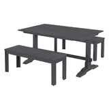 TREXM 3-piece retro cutlery set, rectangular stand table, and 2 wooden stools for 4 people (gray) - V.I.P Digital Presence