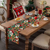 Christmas Socks Printed Table Flag Linen Plaid Printed Tablecloth Festival Party Decoration Tablecloth Tea Flag - V.I.P Digital Presence