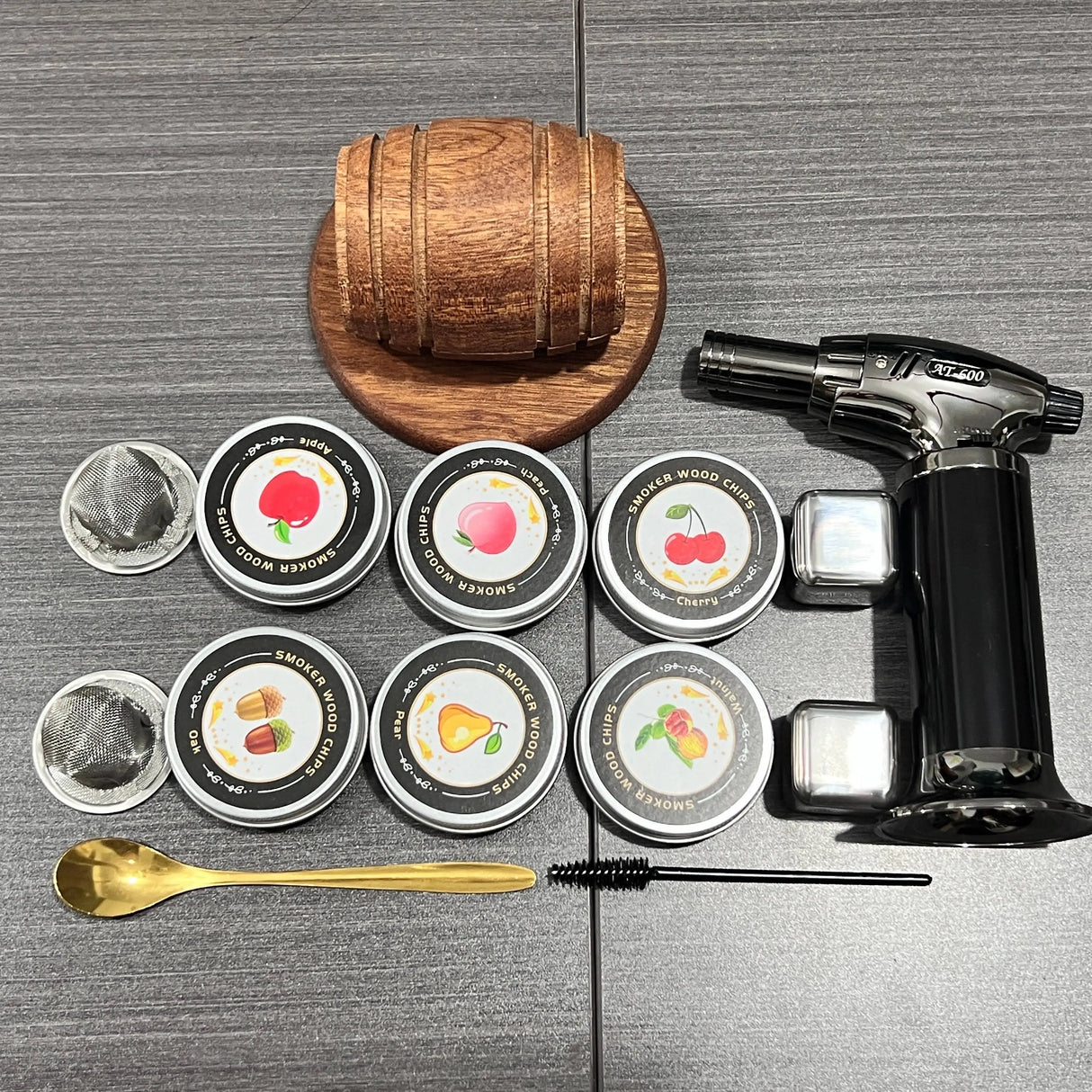 New Barrel Cocktail Smoking Kit with Wood Chips 4 Flavors Old Fashioned Drink Smoker Infuser for Bar Drinks Kitchen - V.I.P Digital Presence