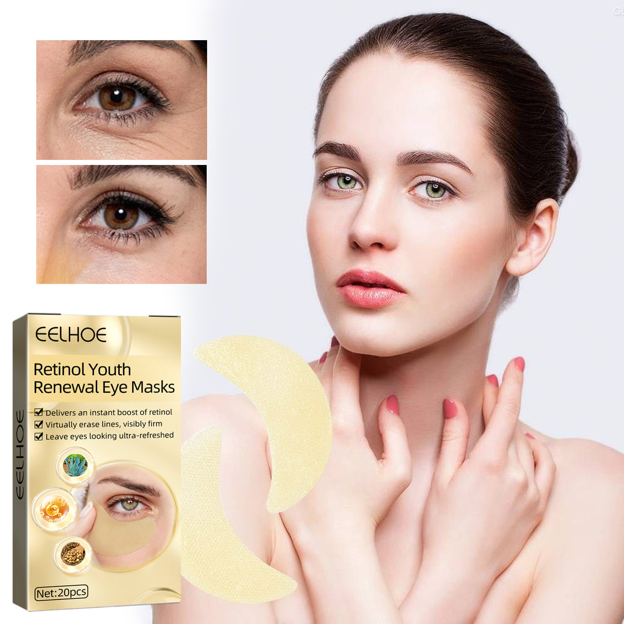 Retinol Eye Mask, Lightening And Lifting Fine Lines Around Eyes Repair Dark Circles And Eye Bags Moisturizing Eye Mask - V.I.P Digital Presence