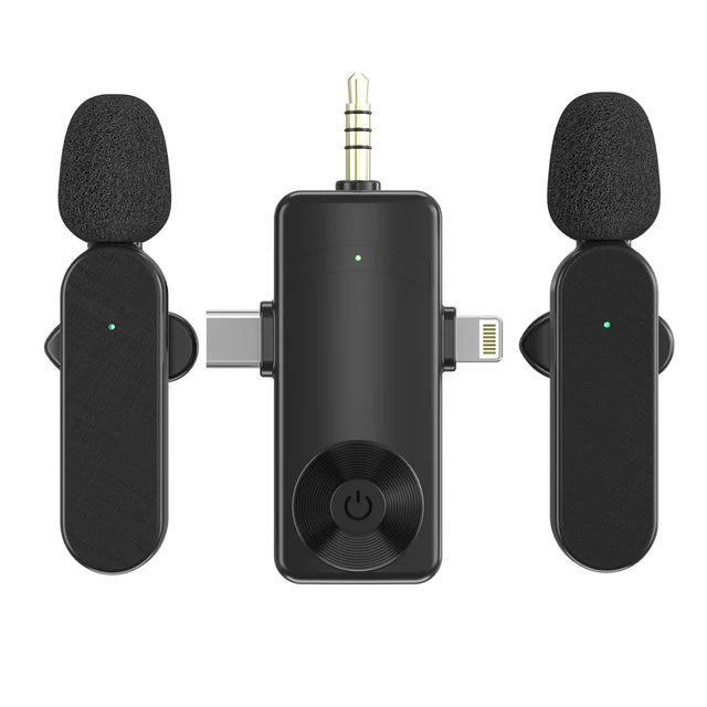 3 In 1 Wireless Lavalier Microphone Plug And Play Intelligent Noise Reduction Mini Mic For iPhone Android Live Broadcast - V.I.P Digital Presence