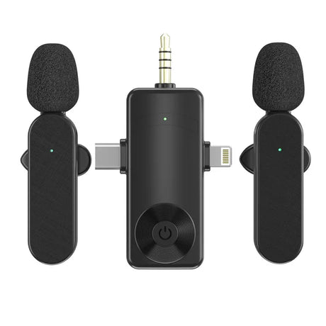 3 In 1 Wireless Lavalier Microphone Plug And Play Intelligent Noise Reduction Mini Mic For iPhone Android Live Broadcast - V.I.P Digital Presence