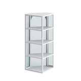 Glass Door Wall Mounted Corner Cabinet with Featuring Four-tier Storage  White