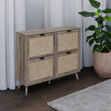 4 Door Shoe Rack, Freestanding Modern Shoe Storage Cabinet, for Entryway - V.I.P Digital Presence