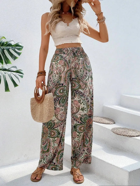 Printed Wide Leg Pants - V.I.P Digital Presence