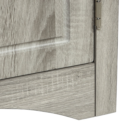Oak Triangle Bathroom Storage Cabinet with Adjustable Shelves, Freestanding Floor Cabinet for Home Kitchen - V.I.P Digital Presence