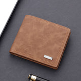 Men's wallet short wallet leather wallet multiple card slots can hold driver's license retro - V.I.P Digital Presence