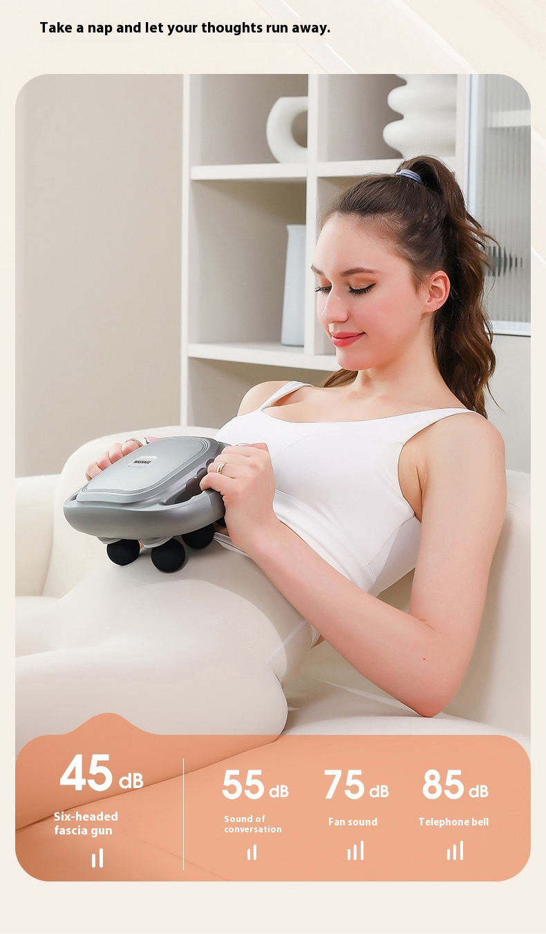 Vibrator Heated Fascial Gun Kneading Massage 6 Head Back Massage Gun For Muscles - V.I.P Digital Presence