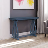48-Inch Rustic Vintage Console Table --- Farmhouse Style Entryway Table with Open Shelf and Sturdy Construction (Navy) - V.I.P Digital Presence
