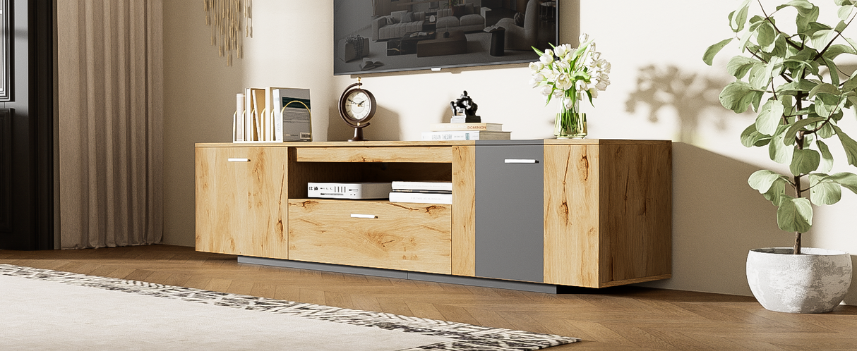 70 inch modern TV stand with 3 cabinets and drawers, entertainment center can accommodate TVs under 80 inches - V.I.P Digital Presence