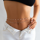 Stacked chain tassel star moon rhinestone waist chain sexy butterfly women's imitation pearl body chain - V.I.P Digital Presence