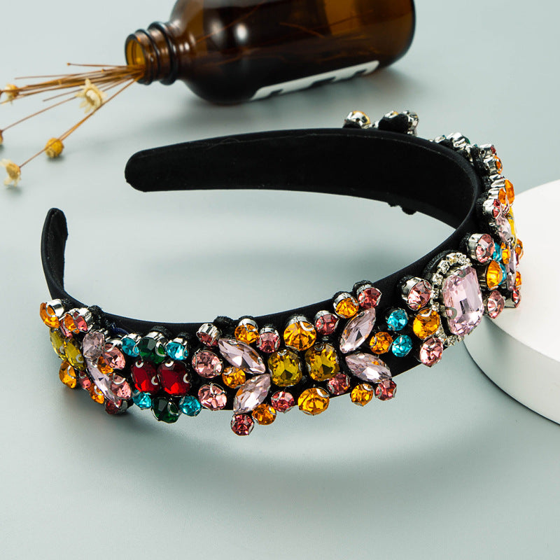 Summer New Fashion Headband Ladies Baroque Retro Headband Set With Colorful Rhinestones Full Diamond Hair Accessories - V.I.P Digital Presence