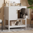 30-Inch White Bathroom Vanity with Ceramic Sink and Versatile Storage - Ideal for Small Bathrooms - V.I.P Digital Presence