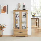 Light colored glass cabinet with adjustable glass frame, including cabinet light bulbs OAK with 2 doors and 1 drawer - V.I.P Digital Presence