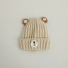 Gorro de punto cálido para niños de otoño e invierno, bonito gorro de lana de color caramelo con forma de oso, gorro cálido coreano para bebés, para hombres y mujeres, tendencia