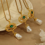 Freshwater Pearl Titanium Steel Geometric Necklace - V.I.P Digital Presence