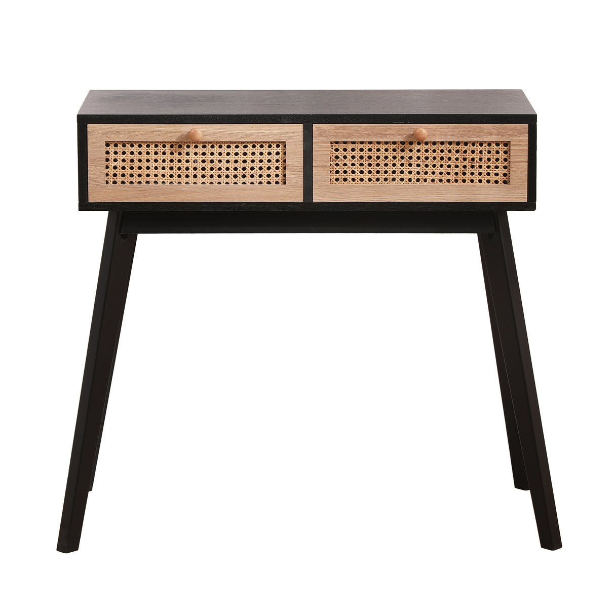 Side table with two real rattan drawers, solid wood table legs,can be used in the dining room, living room,bedroom - V.I.P Digital Presence