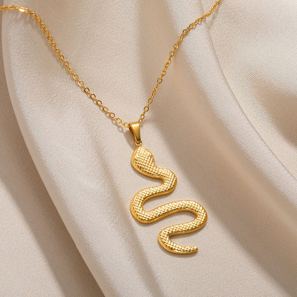 Spirit Snake Pendant Retro Style Personalized Necklace Women's Stainless Steel Gold Plated - V.I.P Digital Presence