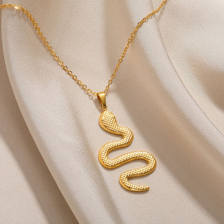 Spirit Snake Pendant Retro Style Personalized Necklace Women's Stainless Steel Gold Plated - V.I.P Digital Presence