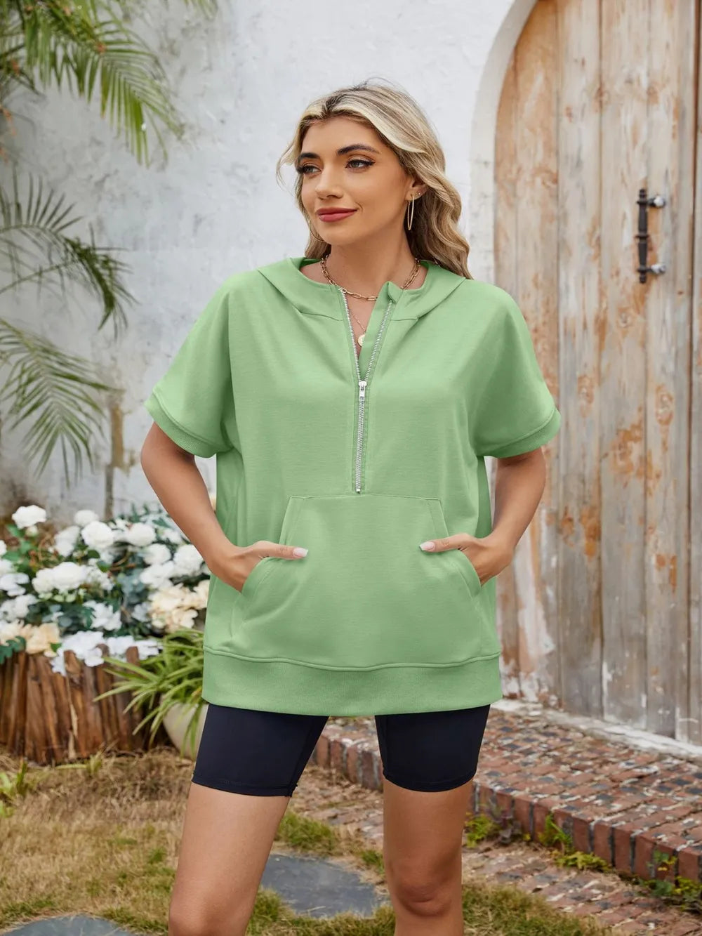 Half Zip Short Sleeve Hooded Top - V.I.P Digital Presence