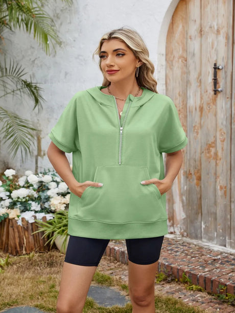 Half Zip Short Sleeve Hooded Top - V.I.P Digital Presence
