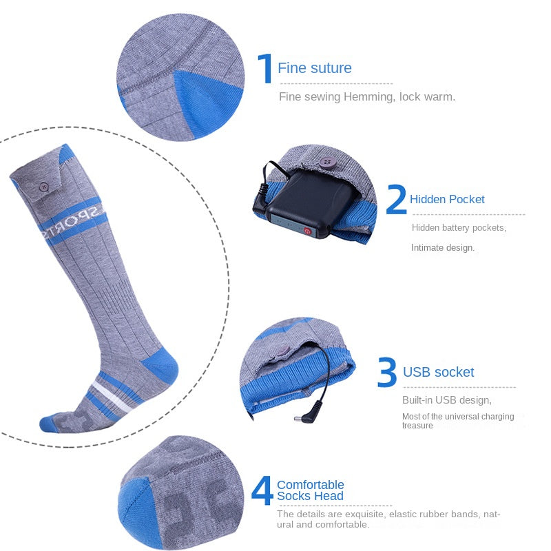 Hot socks for outdoor heating, keeping warm and charging, heating socks for feet, cold and warm feet, electric heating socks for skiing and heating - V.I.P Digital Presence
