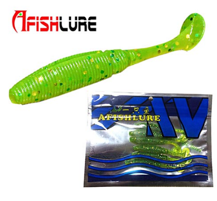 AFISHLURE 6 piezas/lote T Tail Soft Worm 3,2 g 75 mm Paddle wobbler señuelo de pesca para lubina cebo de pesca Grub Swimbait 