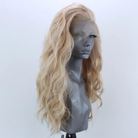 13*2.5 Linen Color Synthetic Fiber Front Lace Wig Head Cover Natural Hairline Ladies Wig - V.I.P Digital Presence