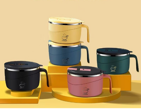 Portable lid insulation 304 stainless steel instant noodle bowl Japanese style sealed lunch box - V.I.P Digital Presence