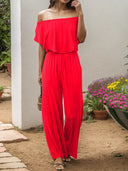 Off-Shoulder Wide Leg Jumpsuit - V.I.P Digital Presence