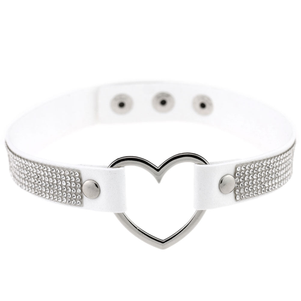Japan's Harajuku Soft Girl Black Rhinestone Peach Heart Love-Shaped Collar Women's Neck Strap Collarbone Necklace Short - V.I.P Digital Presence