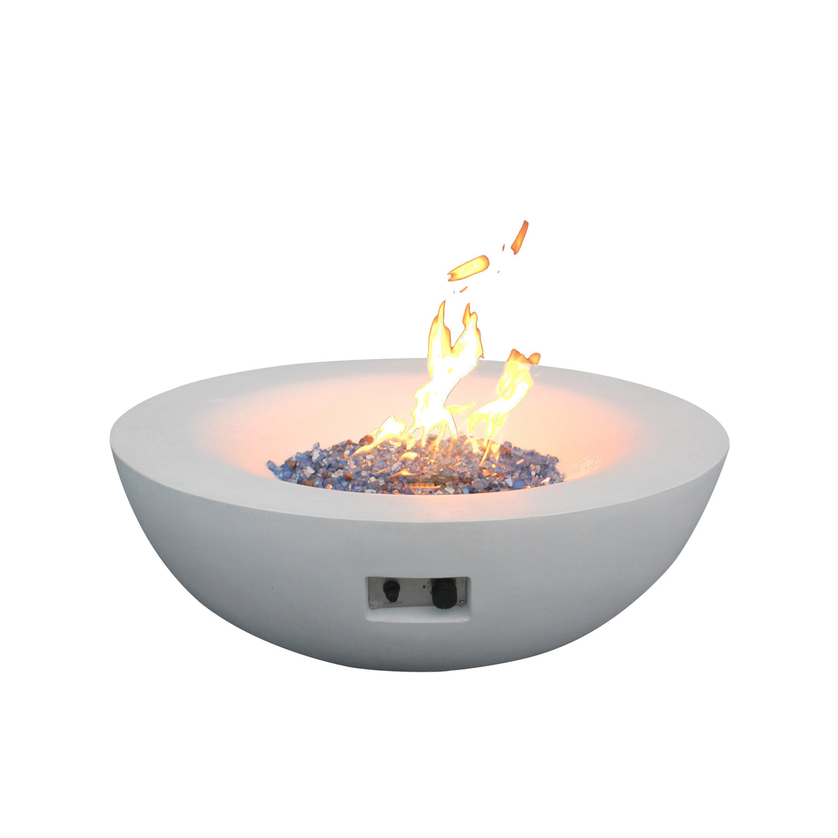42 Inch Outdoor Concrete Propane gas Fire Pit bowl in Antique white color - V.I.P Digital Presence