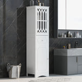 Tall Bathroom Cabinet, Freestanding Storage Cabinet with Drawer and Doors, MDF Board, Acrylic Door, Adjustable Shelf, White - V.I.P Digital Presence