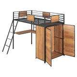 Twin Size Loft bed with L-shape Desk and Wardrobe, Black - V.I.P Digital Presence