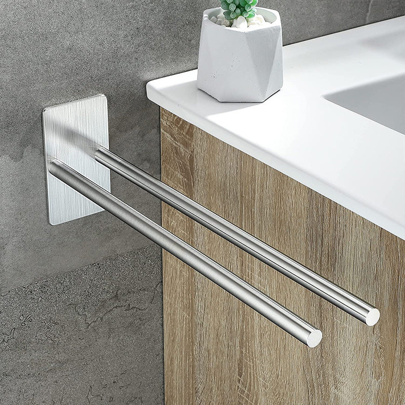 Self Adhensive Towel Rail W/O Drilling Bathroom Towel Bar Stainless Steel Two-Arm Towel Holder - V.I.P Digital Presence