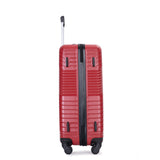 3 Piece Luggage Sets PC+ABS Lightweight Suitcase with Two Hooks Spinner Wheels (20/24/28) Red