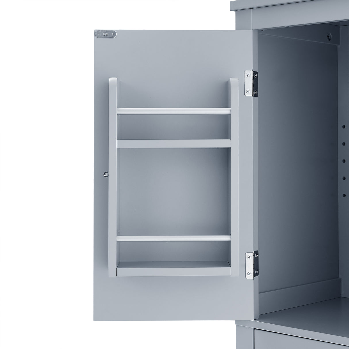 Bathroom floor storage cabinet, bathroom storage cabinet, 4-door independent cabinet, adjustable shelf, adaptive shelf, gray - V.I.P Digital Presence