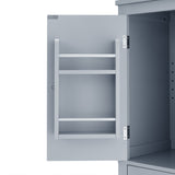 Bathroom floor storage cabinet, bathroom storage cabinet, 4-door independent cabinet, adjustable shelf, adaptive shelf, gray - V.I.P Digital Presence
