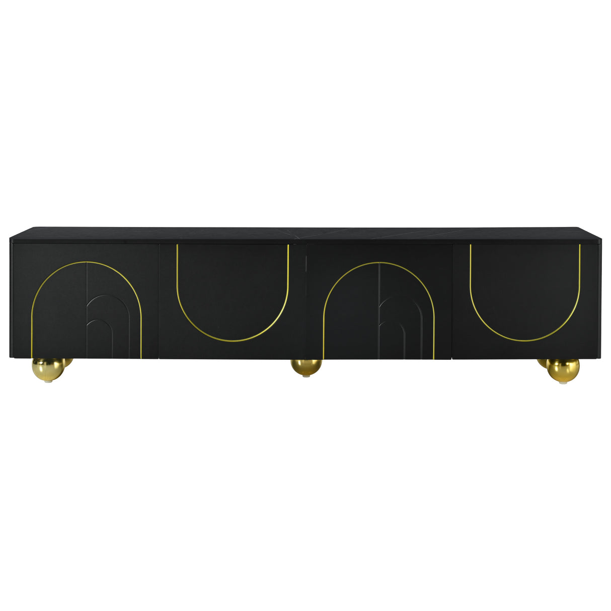 U-Can modern TV stand is suitable for TVs under 75 inches and comes with a storage cabinet top marble pattern and circular stand - V.I.P Digital Presence