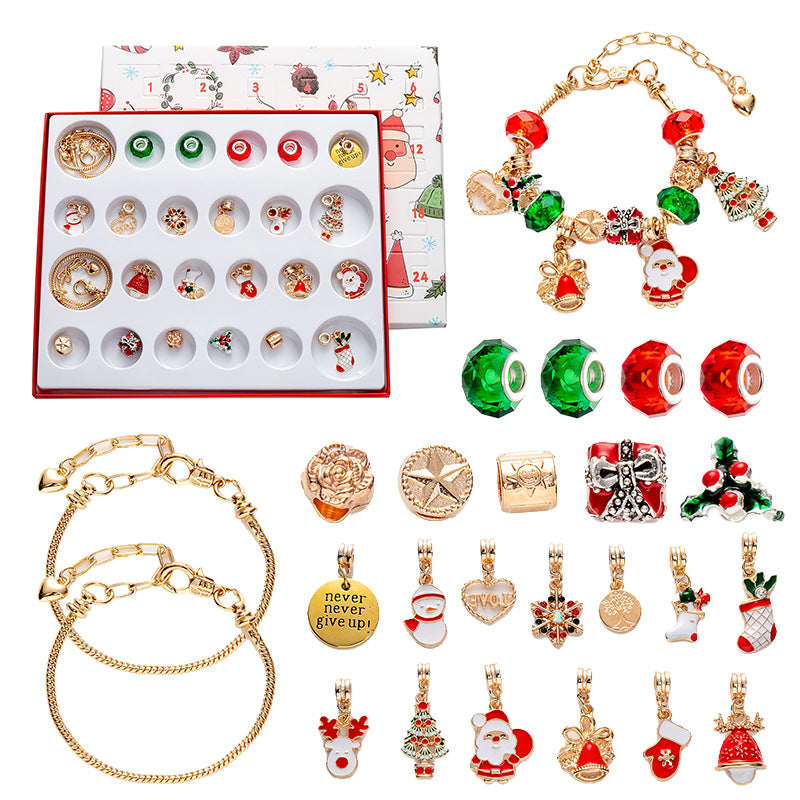 DIY creative children's bracelet jewelry 24-grid calendar Christmas holiday surprise blind box silver set - V.I.P Digital Presence