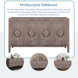 Carved Flower Door Handle, Antique Four Door Cabinet for Living Room Kitchen Hallway (Brown) - V.I.P Digital Presence