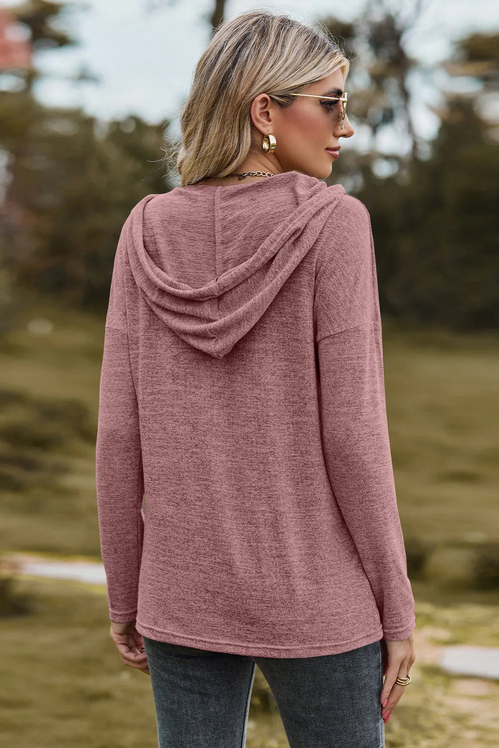 Drawstring Dropped Shoulder Hooded T-Shirt - V.I.P Digital Presence