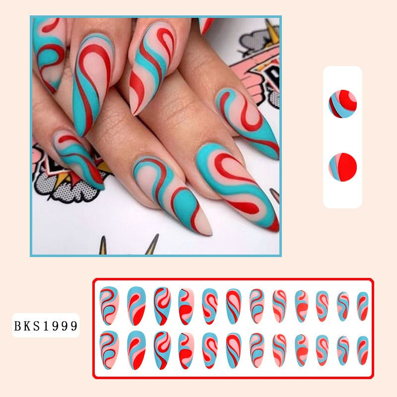 Nail Art Almond Nails Finished Wearable Nails Mid-Length Nail Art Patch Ins Style Hot Girl - V.I.P Digital Presence