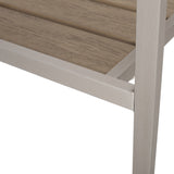 Outdoor Modern Aluminum Dining Chair with Faux Wood Seat (Set of 2), Natural and Silver - V.I.P Digital Presence