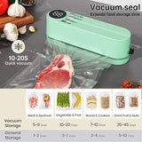 Beige cordless 3 - in - 1 food sealer. For dry/moist food, 4 bags. Seals chip bags, inflates items. - V.I.P Digital Presence