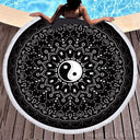 Toalla de playa redonda con estampado digital de animales de Tai Chi bohemios en 3D, ideal para natación, yoga, picnic y bikini.