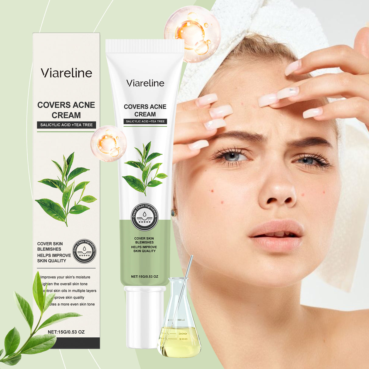 Green Tea Moisturizing Face Cream Gloss Oil Control Clean Balance Skin Moisturizing Moisturizing Skincare Set