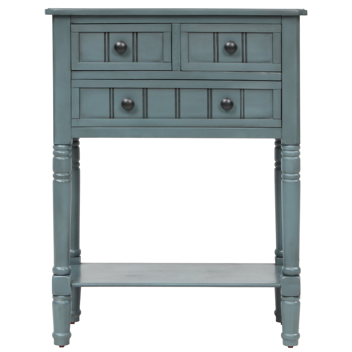 TREXM Narrow Console Table, Slim Sofa Table with Three Storage Drawers and Bottom Shelf for Living Room, Easy Assembly (Navy) - V.I.P Digital Presence