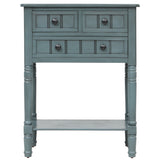 TREXM Narrow Console Table, Slim Sofa Table with Three Storage Drawers and Bottom Shelf for Living Room, Easy Assembly (Navy) - V.I.P Digital Presence